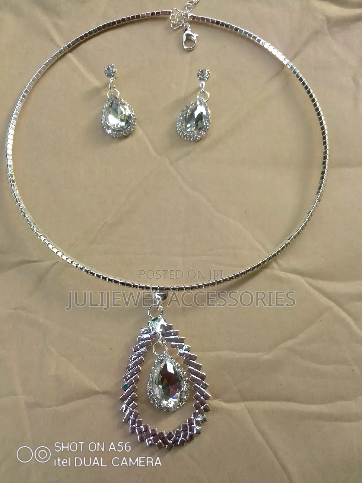 Cord Necklace and Earrings With Pendant