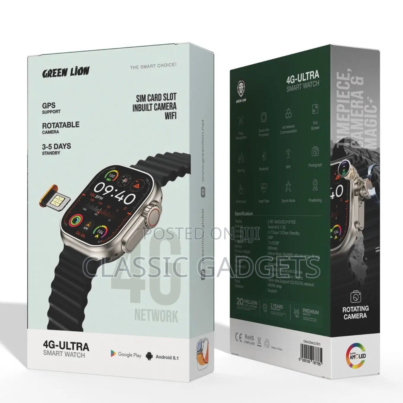 Green Lion 4g Ultra Smartwatch With Simcard Slot