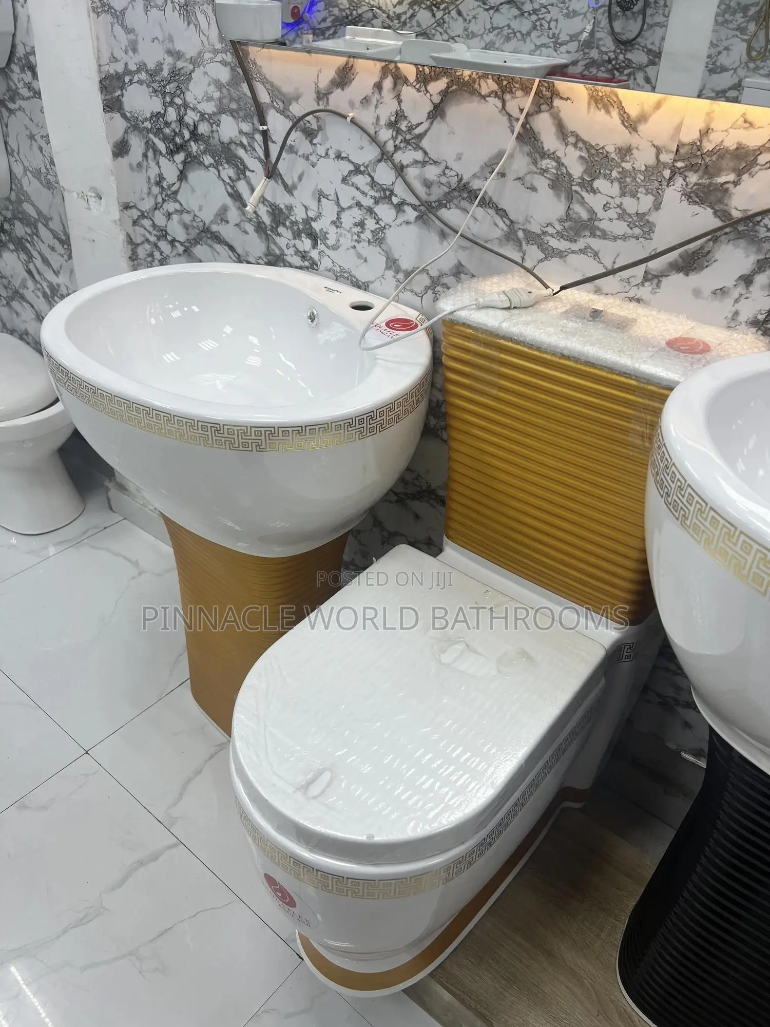 Executive Wc Gold and White With Standing Washing Basin