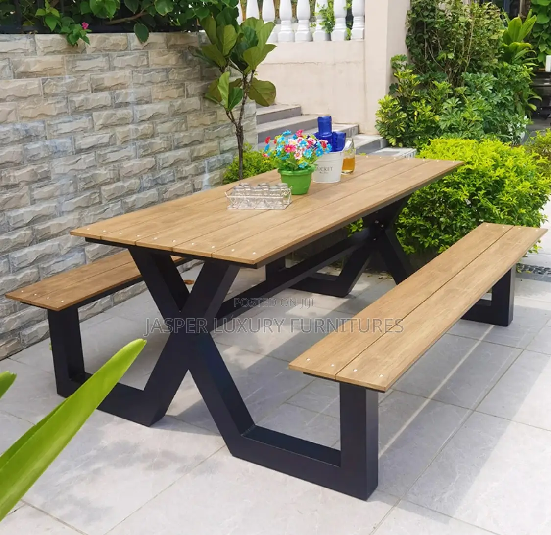 Simple Outdoor Wood Furniture Aluminum Frame
