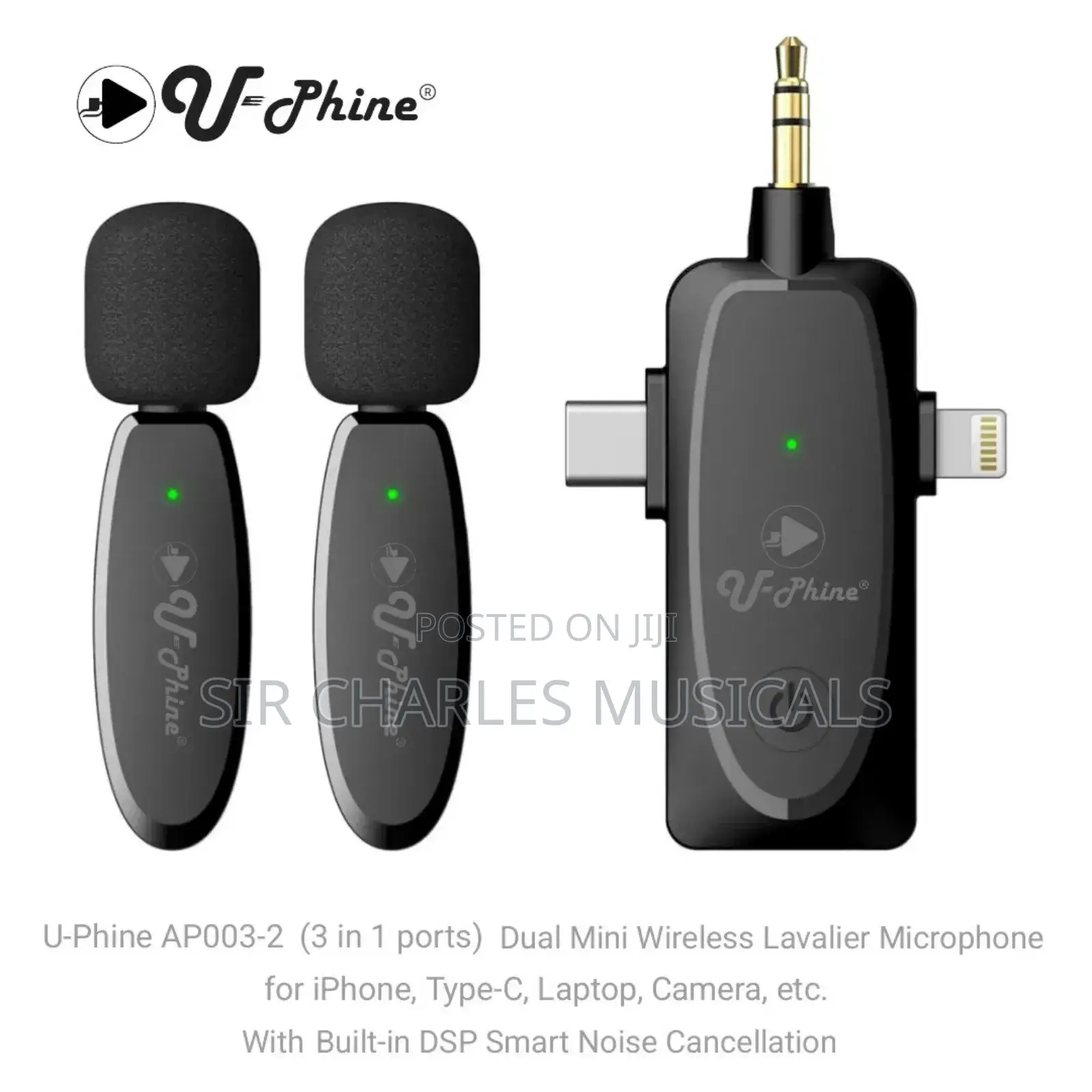 U-Phine Wireless Lapel Microphone, Noise Cancellation