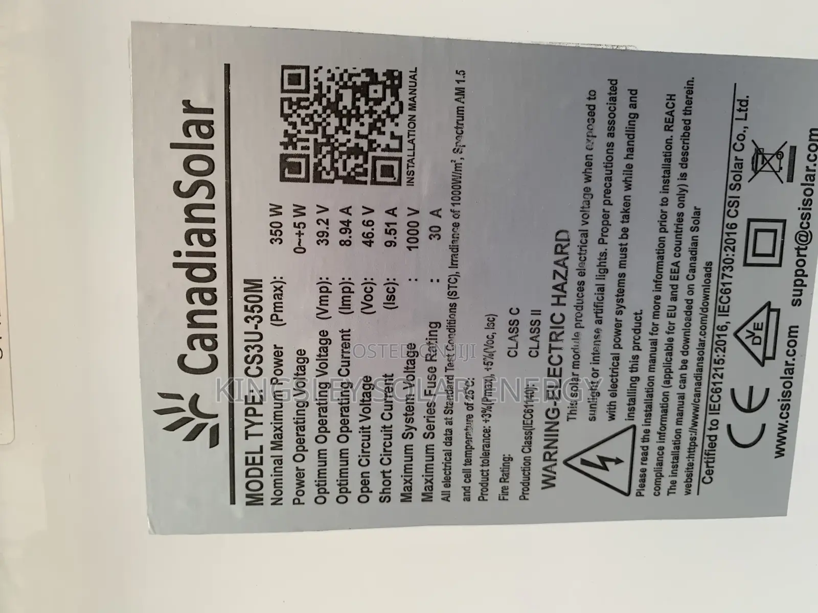 350watts Canadian Solar Panel (Mono)
