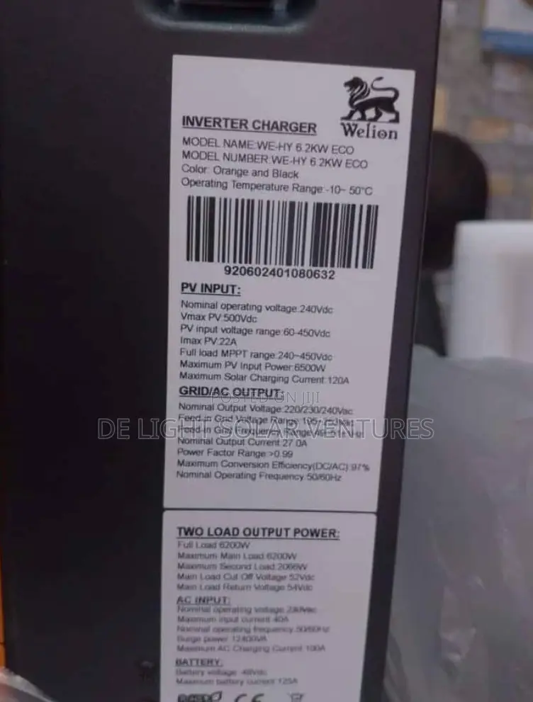 6.2kw 48v Welion Solar Inverter Hybrid