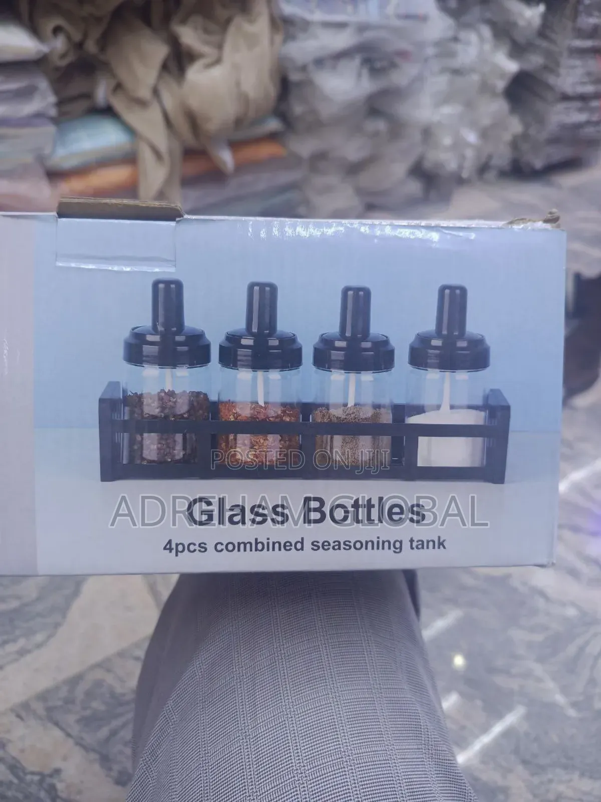 4 in 1 Glass Bottle Seasoning Set With Stand