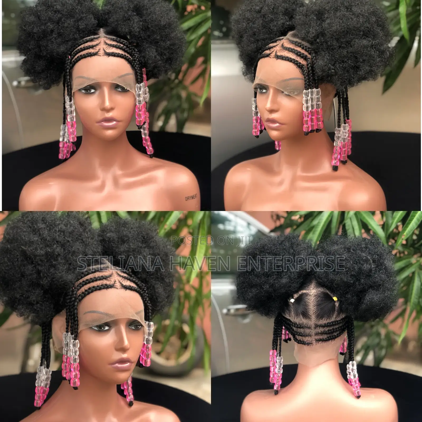 Kids Afro Bun Braided Wig