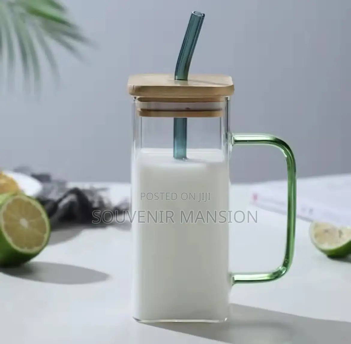 400ml Square Mug With Lid and Straw