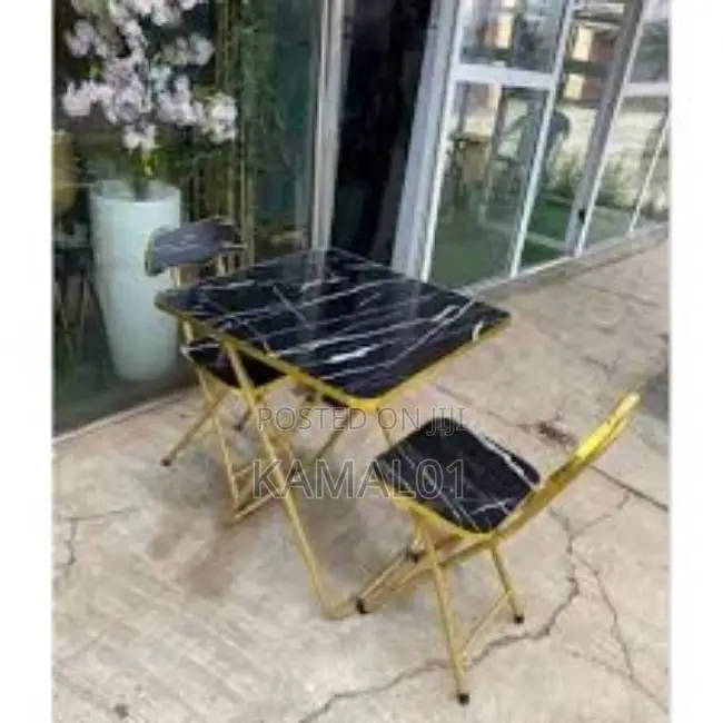 Faux Marble Table With 2 Chair Set