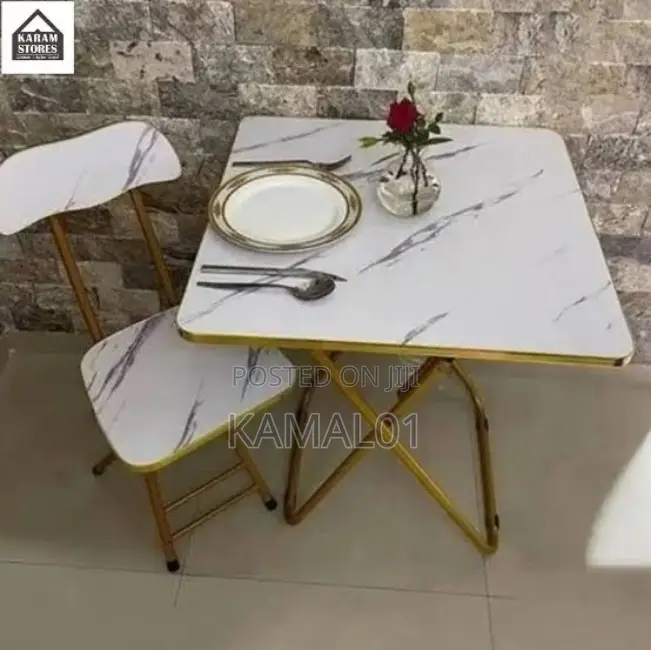 Faux Marble Table With 2 Chair Set