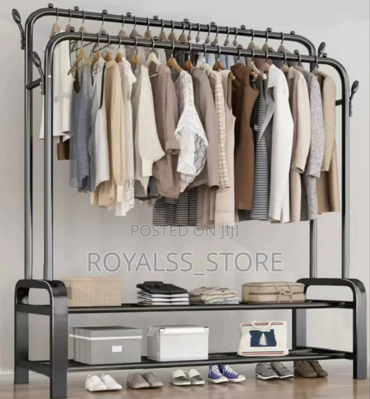 48kg Heavy Duty Double Pole Clothes Hanger/Shoe Rack