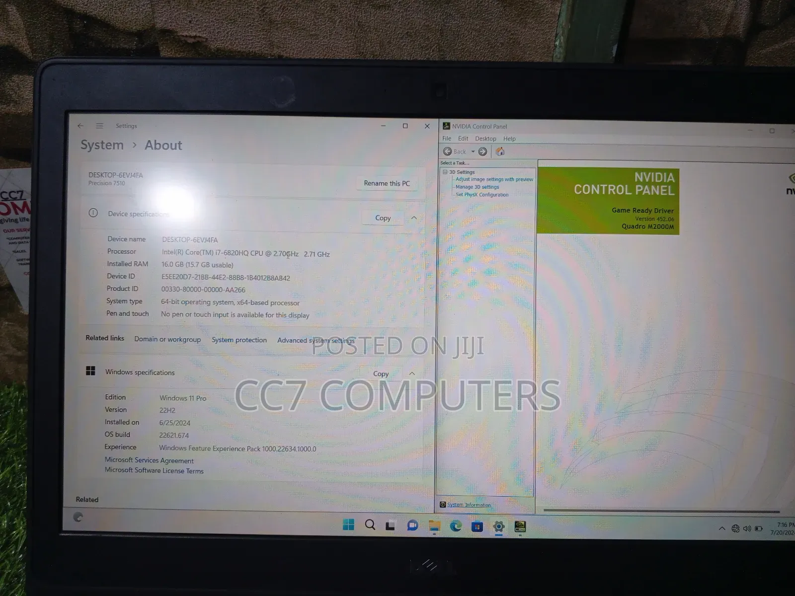 Laptop Dell Precision 7510 16GB Intel Core I7 SSD 256GB