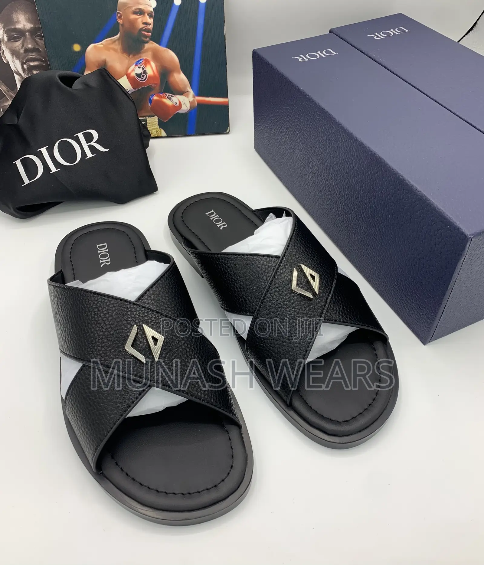 Luxury Dior Calfskin Leather Slipers