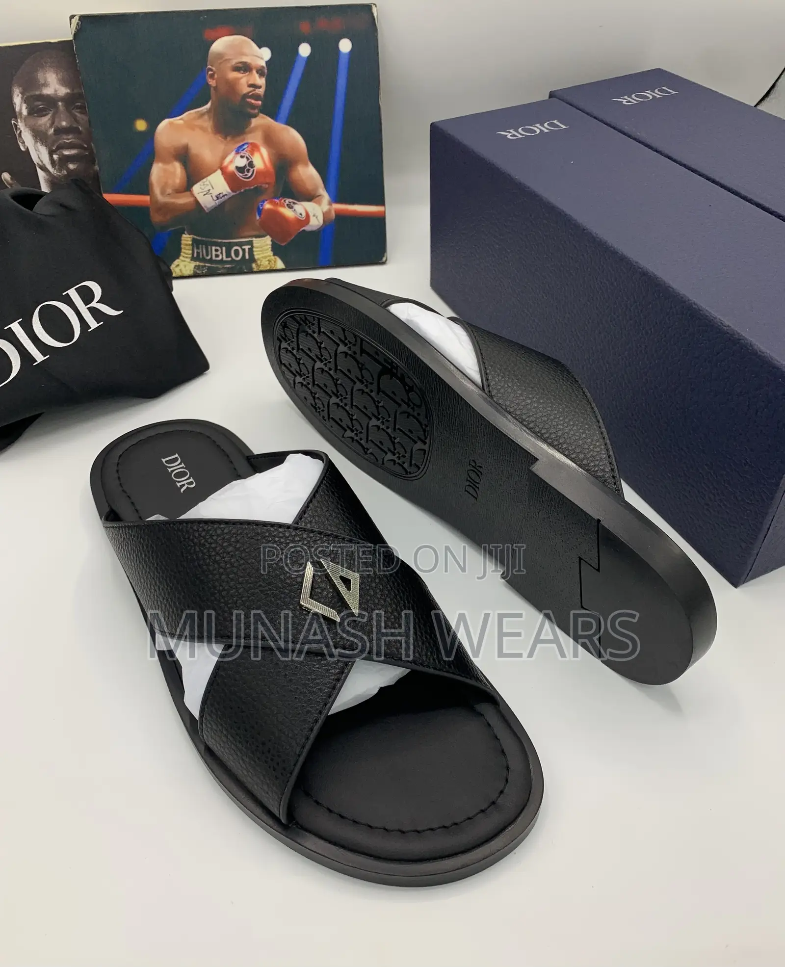 Luxury Dior Calfskin Leather Slipers
