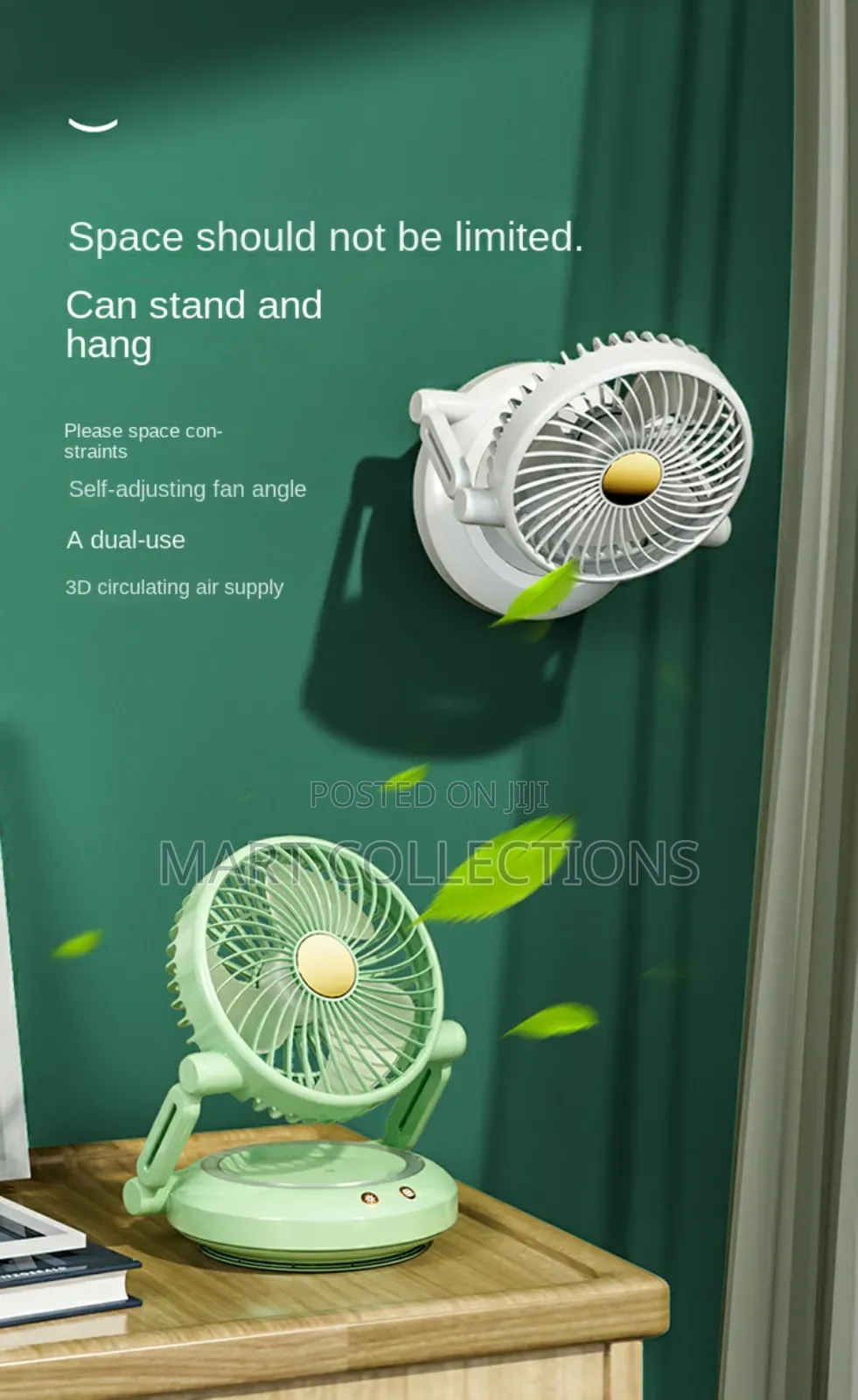 Rechargeable Mini Foldable Fan Rotating Fan With Led Light