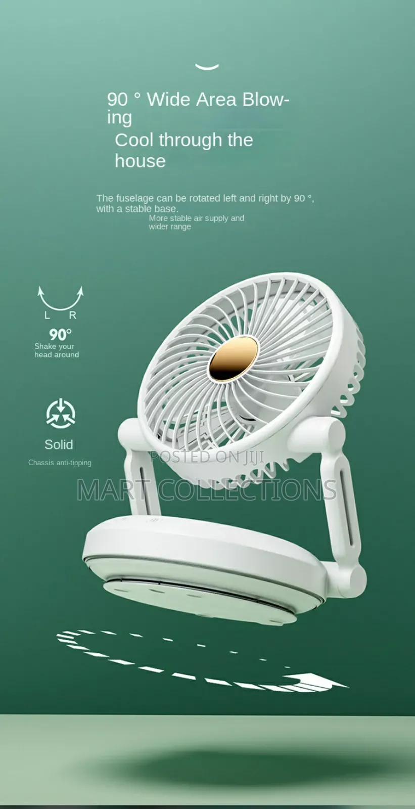 Rechargeable Mini Foldable Fan Rotating Fan With Led Light
