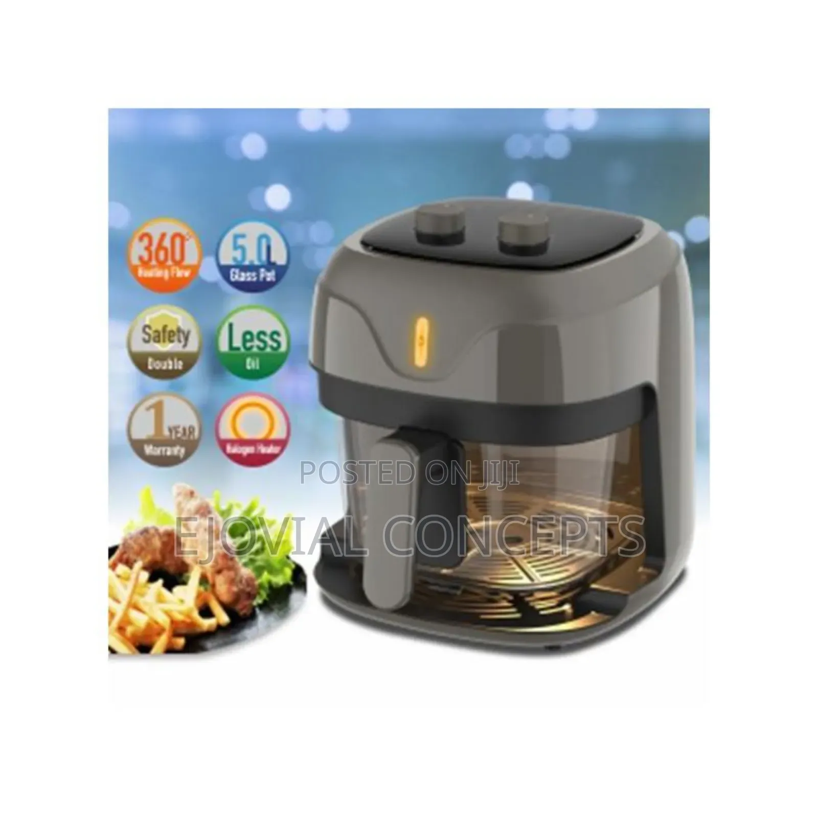 Qasa Oil Less Air Fryer Qfy-550 Glass Pt Easy Clean 5l