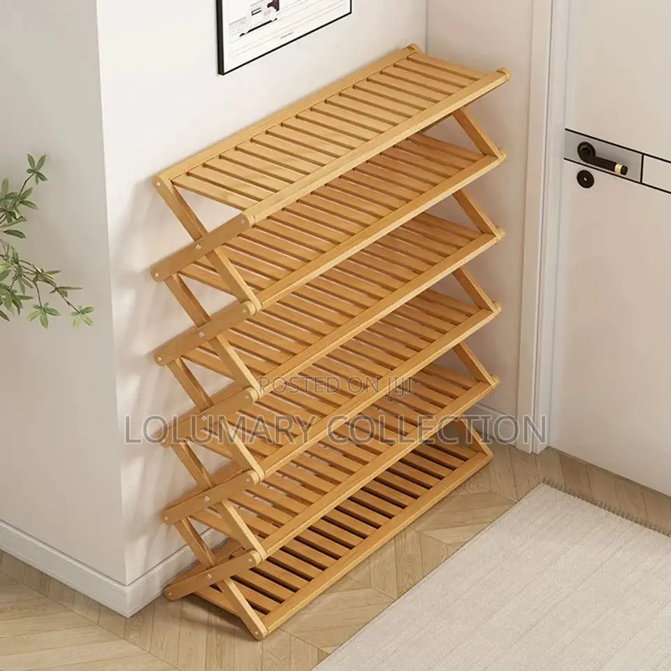 Foldable Shoe Rack Bamboo 5 Tier Shoe Rack Organizer