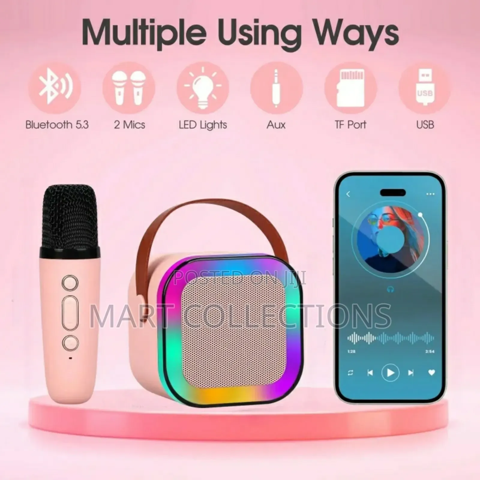 Mini Karaoke Bluetooth Speaker Wit Double Wireles Microphone