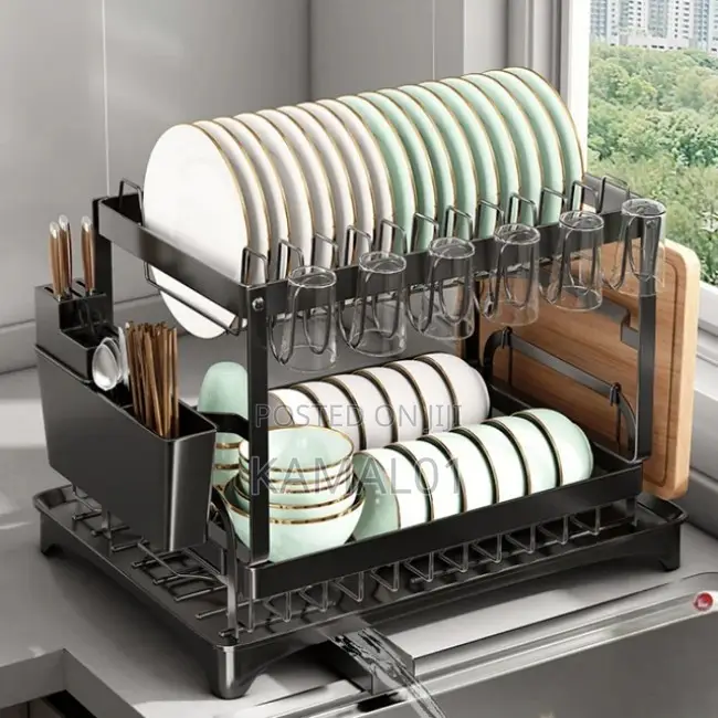 Kitchen Storage Rack Multifunctional Double Layer Drainage