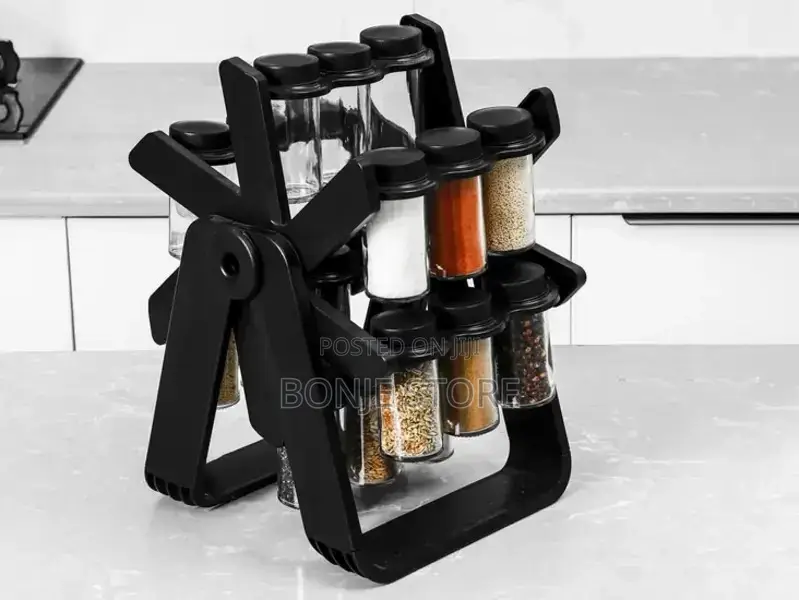 Rotating Spice Organizer 18 Glass Jars