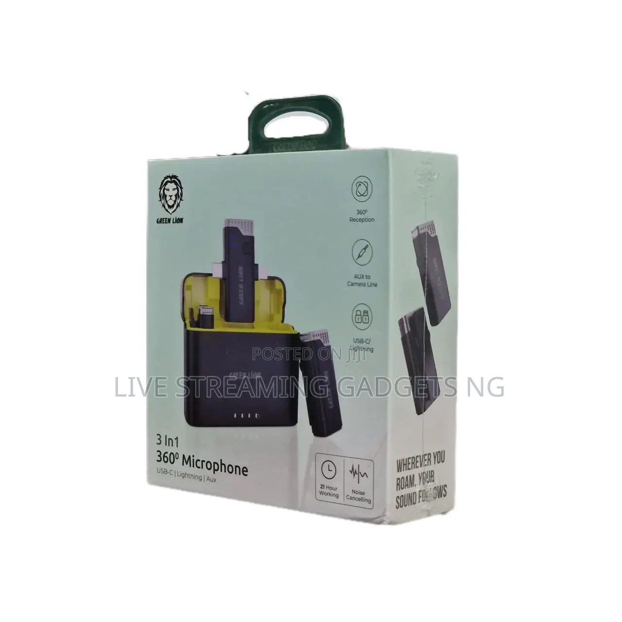Green Lion 3 in 1 360 Microphone USB-C Lightning and Aux