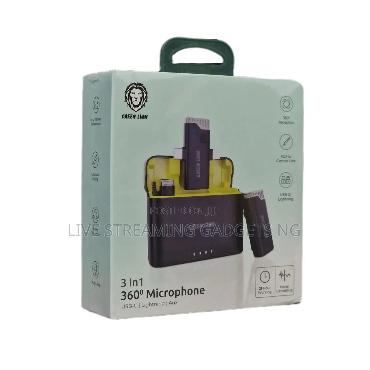 Green Lion 3 in 1 360 Microphone USB-C Lightning and Aux