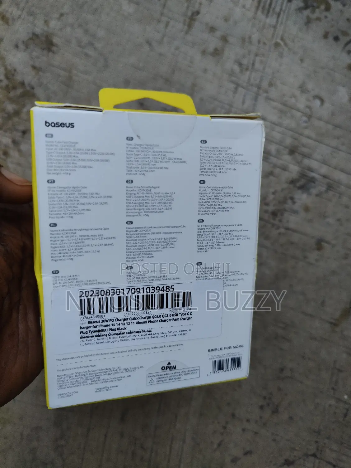 Baseus Cube Fast Charger C+U 20W EU