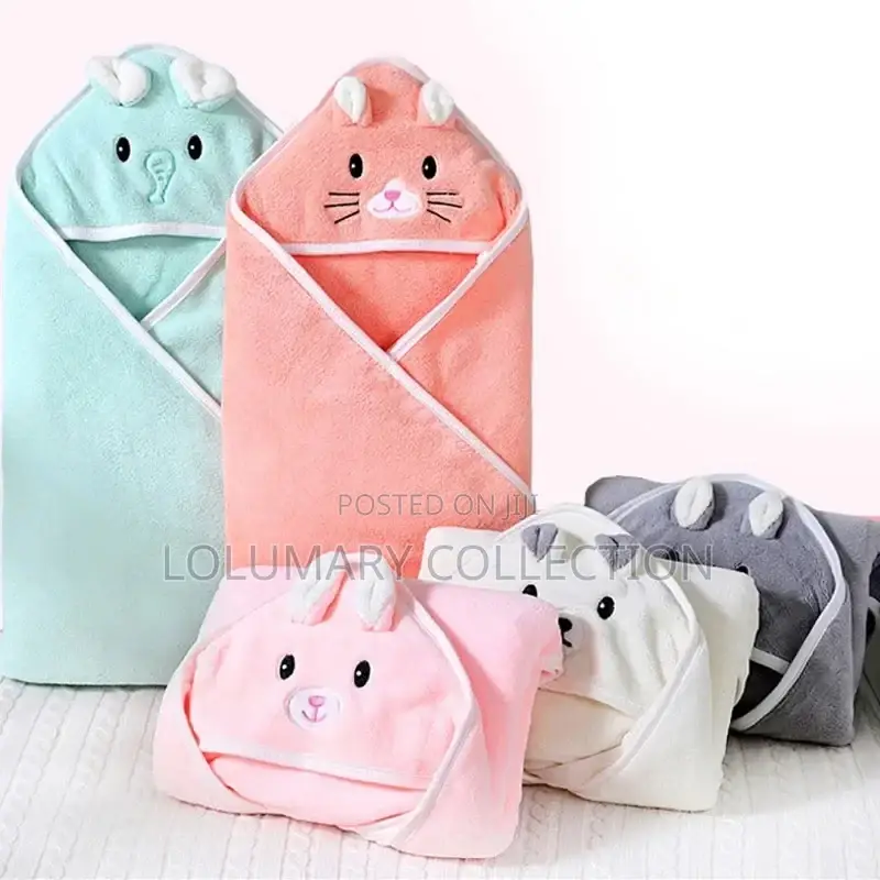 Kids Hooded Towel Soft Baby Bathrobe Cartoon Design