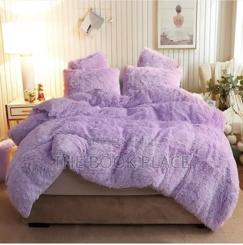 Fur Duvet Bedding and Plain Bedsheet