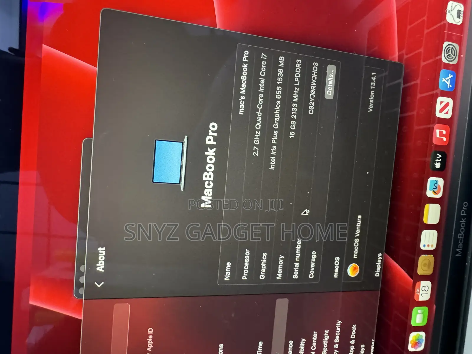 Laptop Apple MacBook Pro 2018 16GB Intel Core I7 SSD 512GB