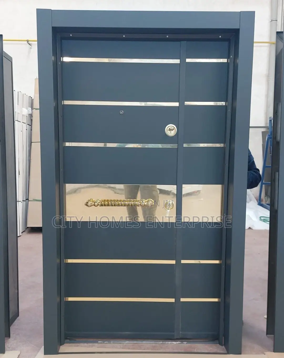 Gray With Gold Chrome Luxury Door 4ft