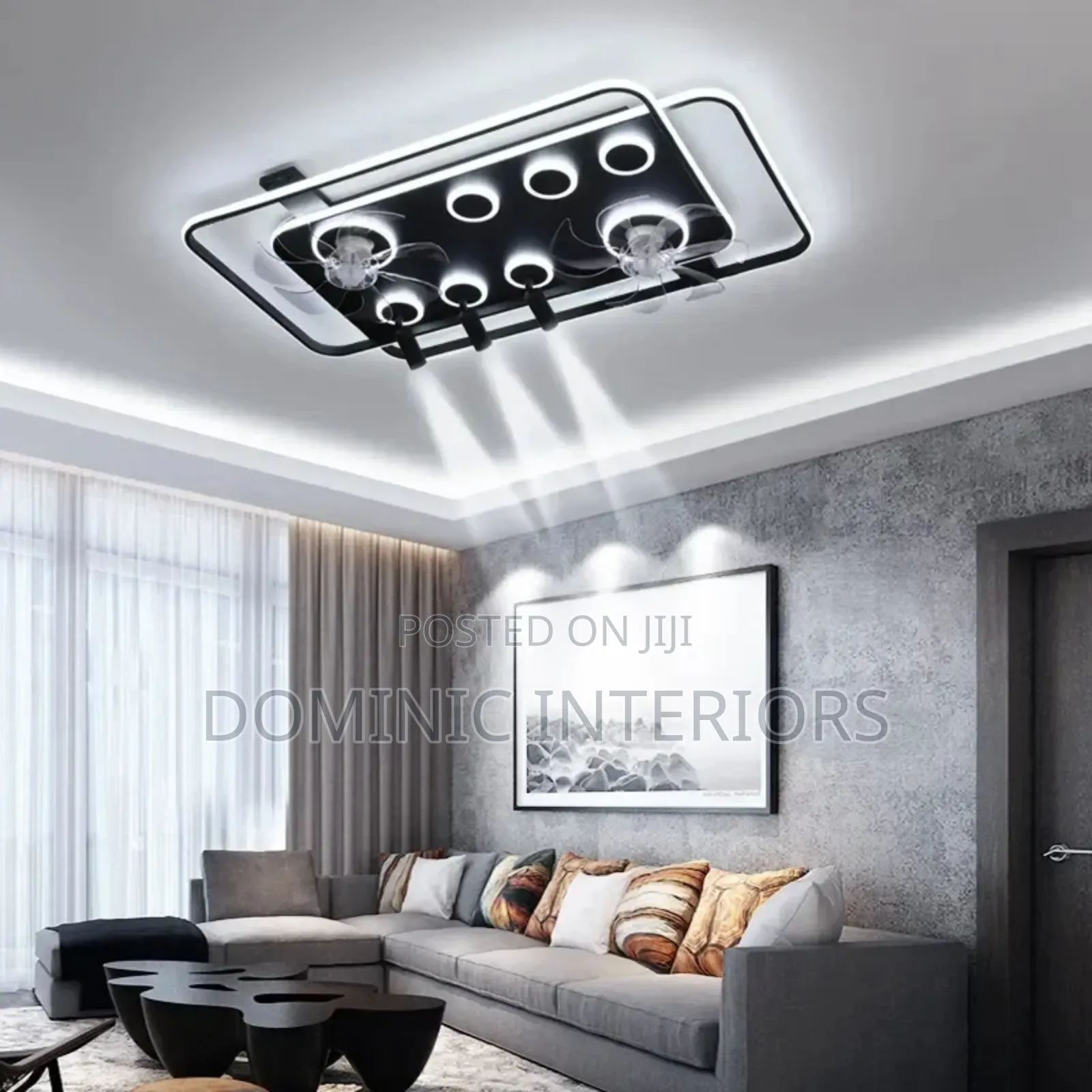 New Rectangular Living Room Ceiling Fan Lamp