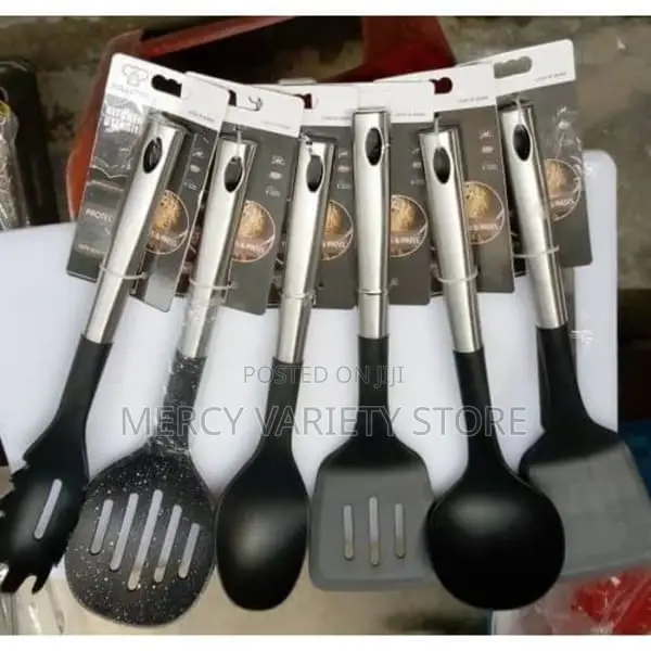 Non-Stick Cooking Spoon With Silver Handle - 6pcs