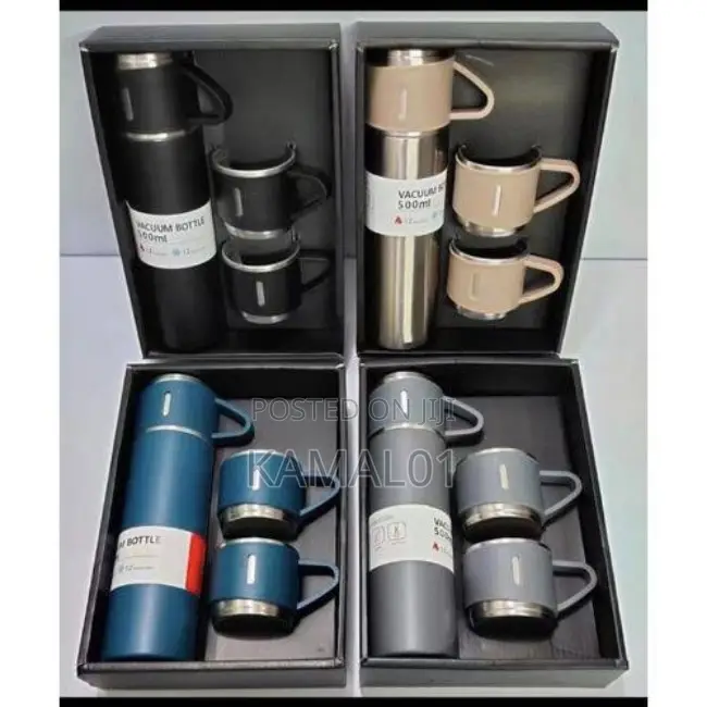 Stainless Steel Vacuum Flask Set With 2 Cups