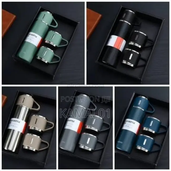 Stainless Steel Vacuum Flask Set With 2 Cups