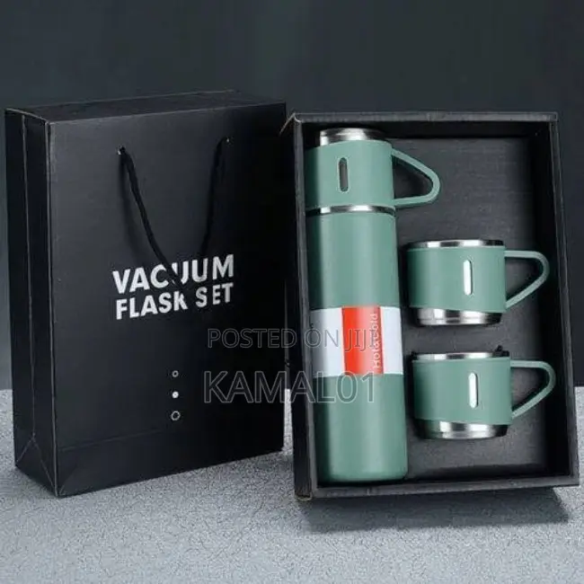 Stainless Steel Vacuum Flask Set With 2 Cups