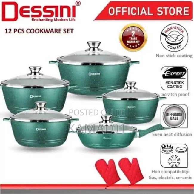 12pc Quality Non Stick Pots(20, 22, 24cm)+ 24cm Fry Pan