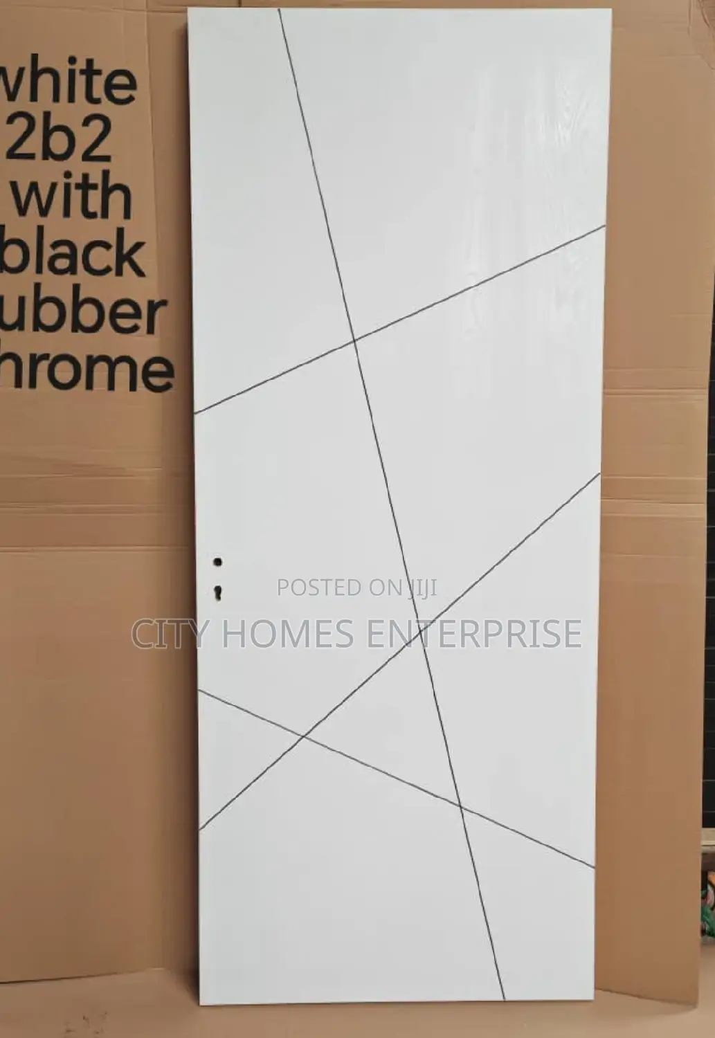 Quality White Wooden Door With Silver Chrome Design