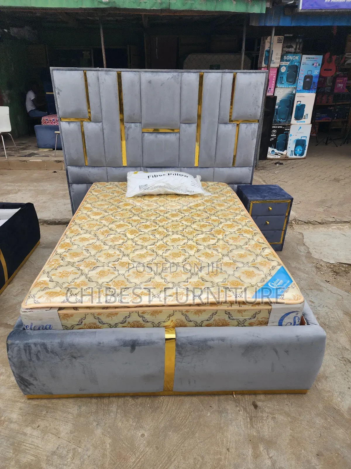Quality 4.5by6 Upholstery Padded Bed Frame With One Bed Side