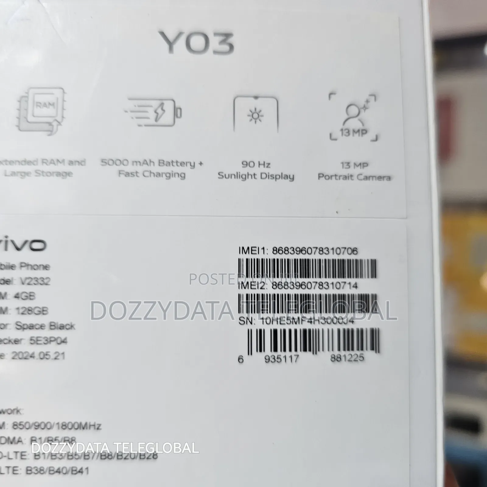 New Vivo Y03 128 GB