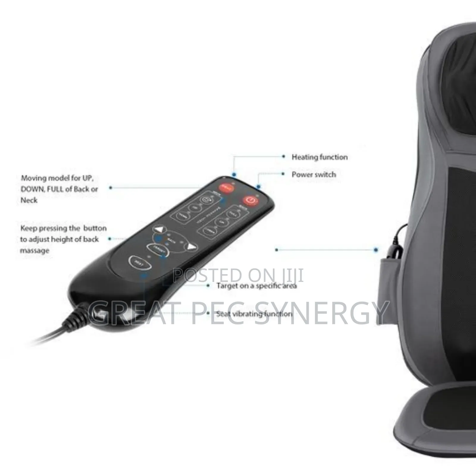 Chair And Car Seat Cushion With Back Neck Massager.