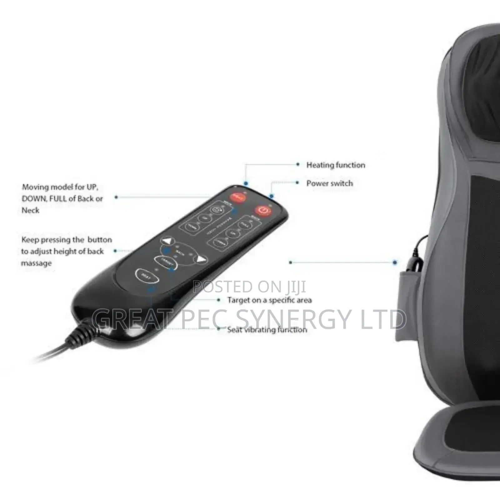 Chair And Car Seat Cushion With Back Neck Massager.