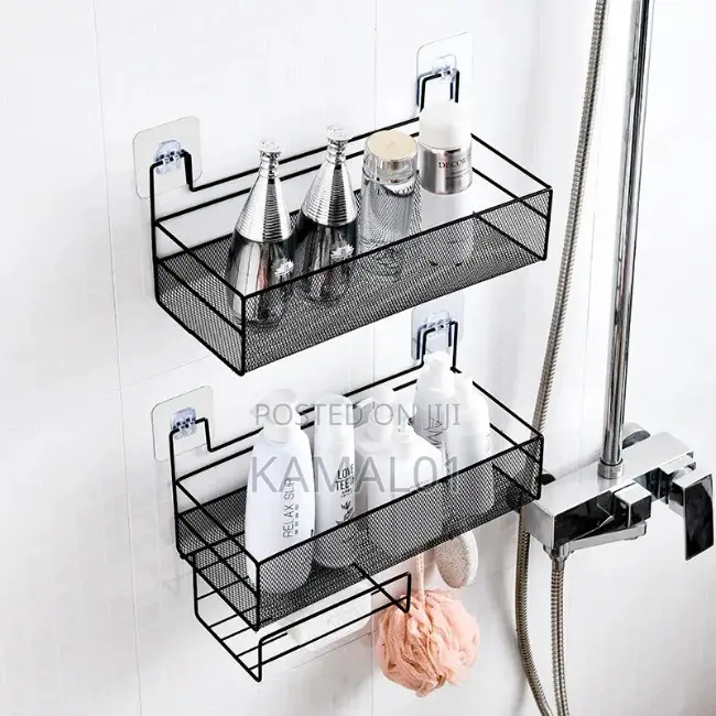 Iron Bathroom Shelf Wall-Mounted Rack Toilet Toiletry Stand