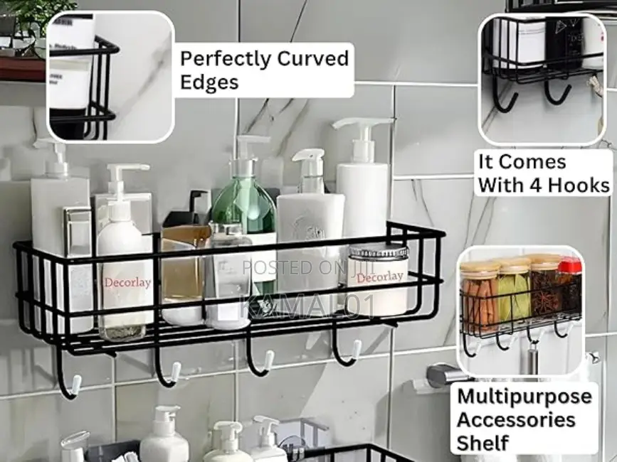 Bathroom Shelves Iron No-Drill Wall Mount Shelf Shower.