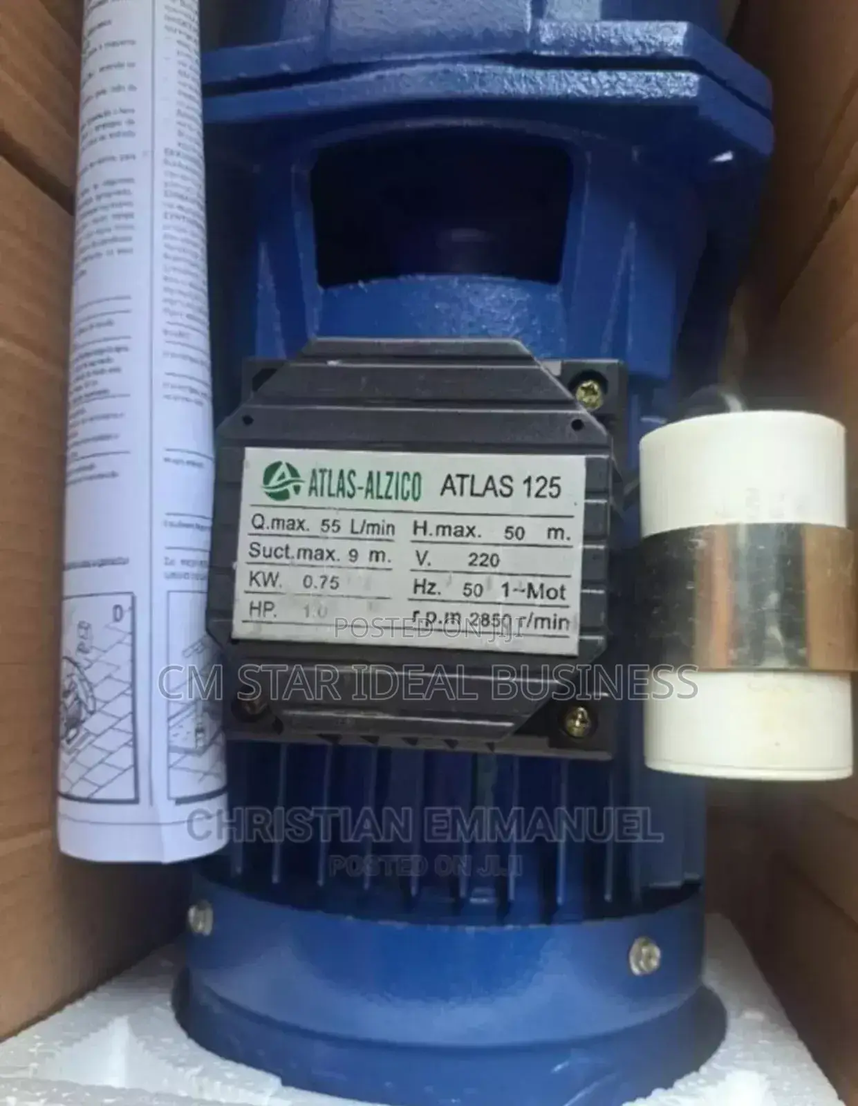 Atlas 1hp Full Alzico Copper Coil Water Pump