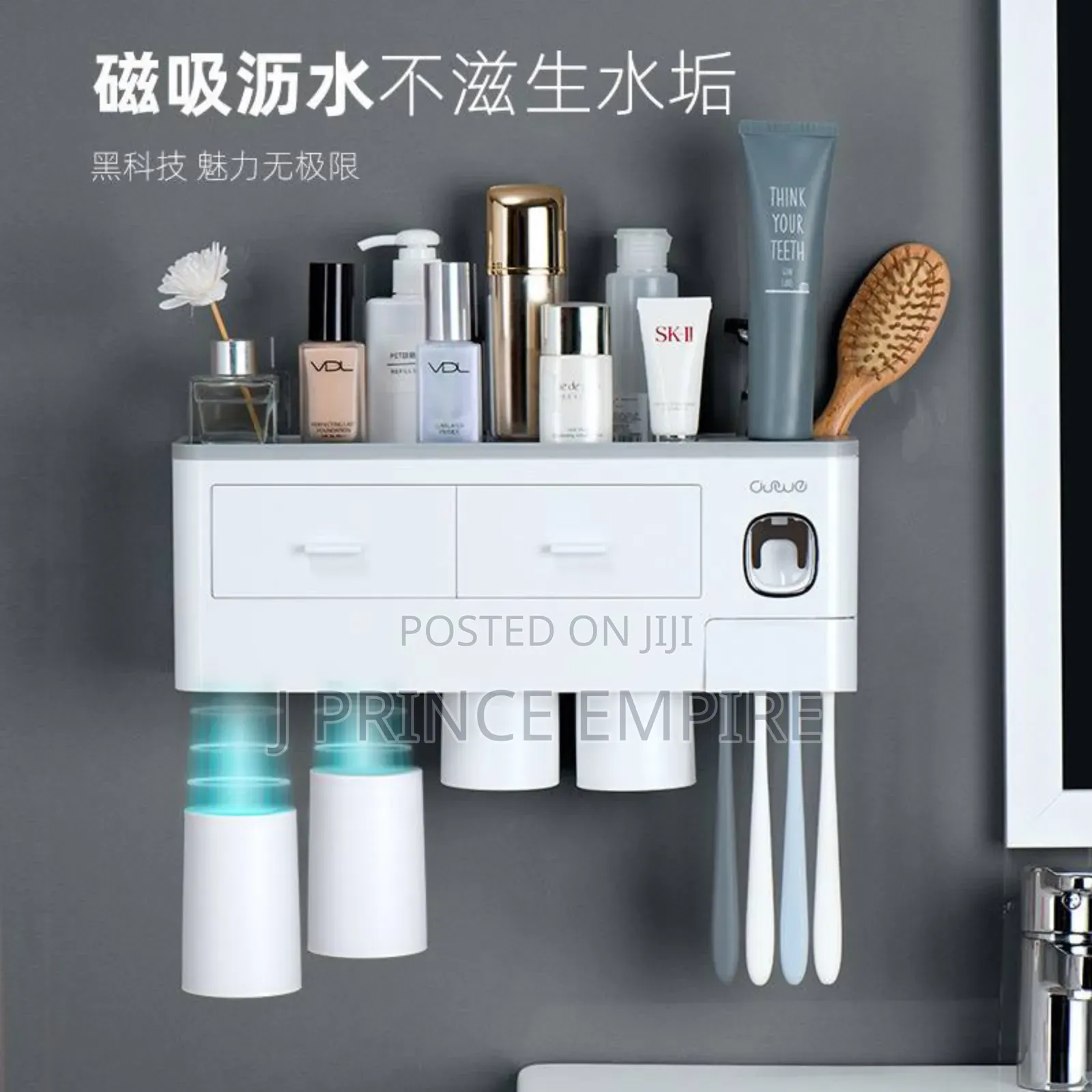 Toothbrush Holder Wall Rack Cups With Toothpaste Dispenser