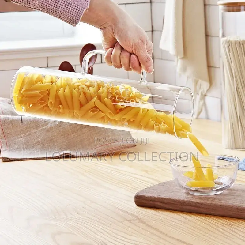 Long Canister Air Tights Jar Glass Cereal Storage Container