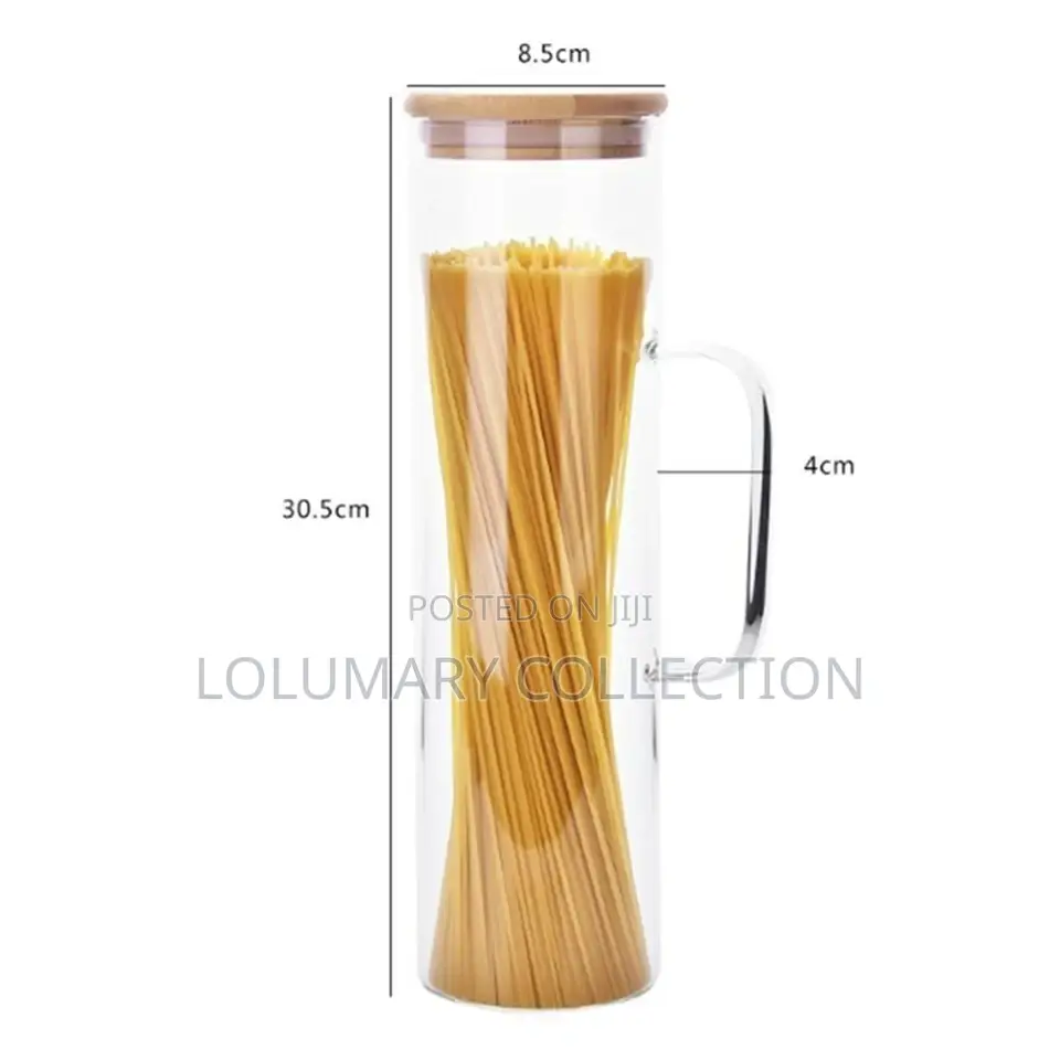 Long Canister Air Tights Jar Glass Cereal Storage Container