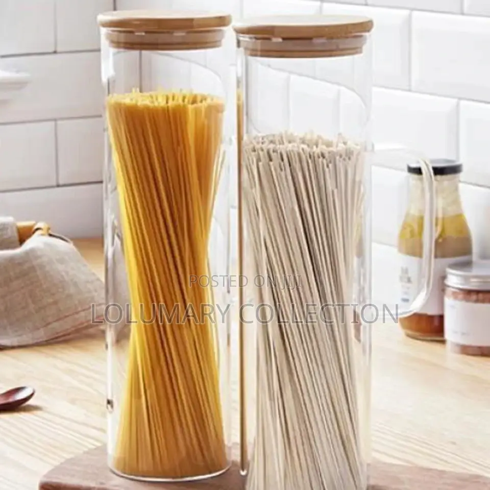 Long Canister Air Tights Jar Glass Cereal Storage Container