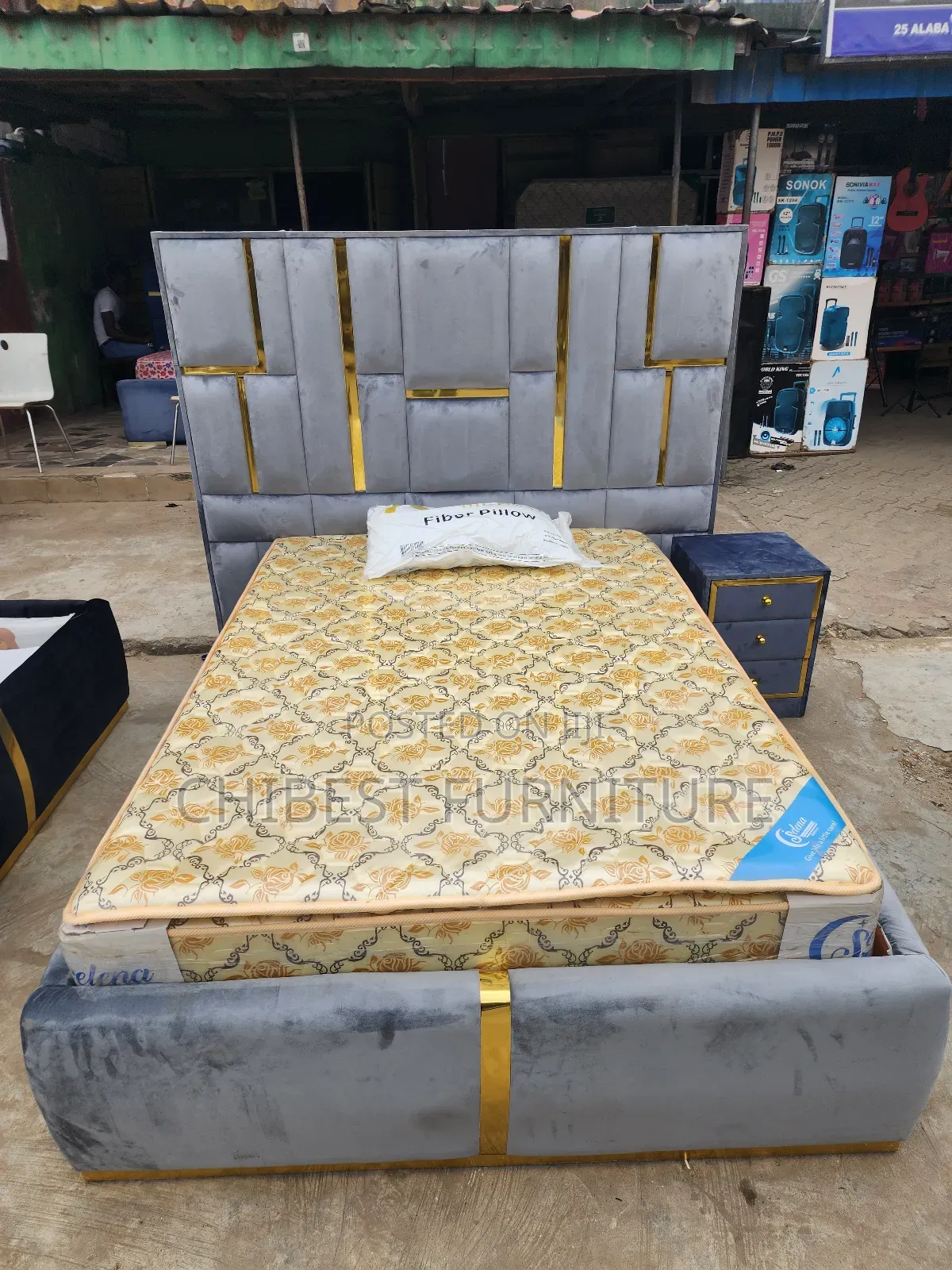 Quality 4.5by6 Upholstery Padded Bed Frame With One Bed Side