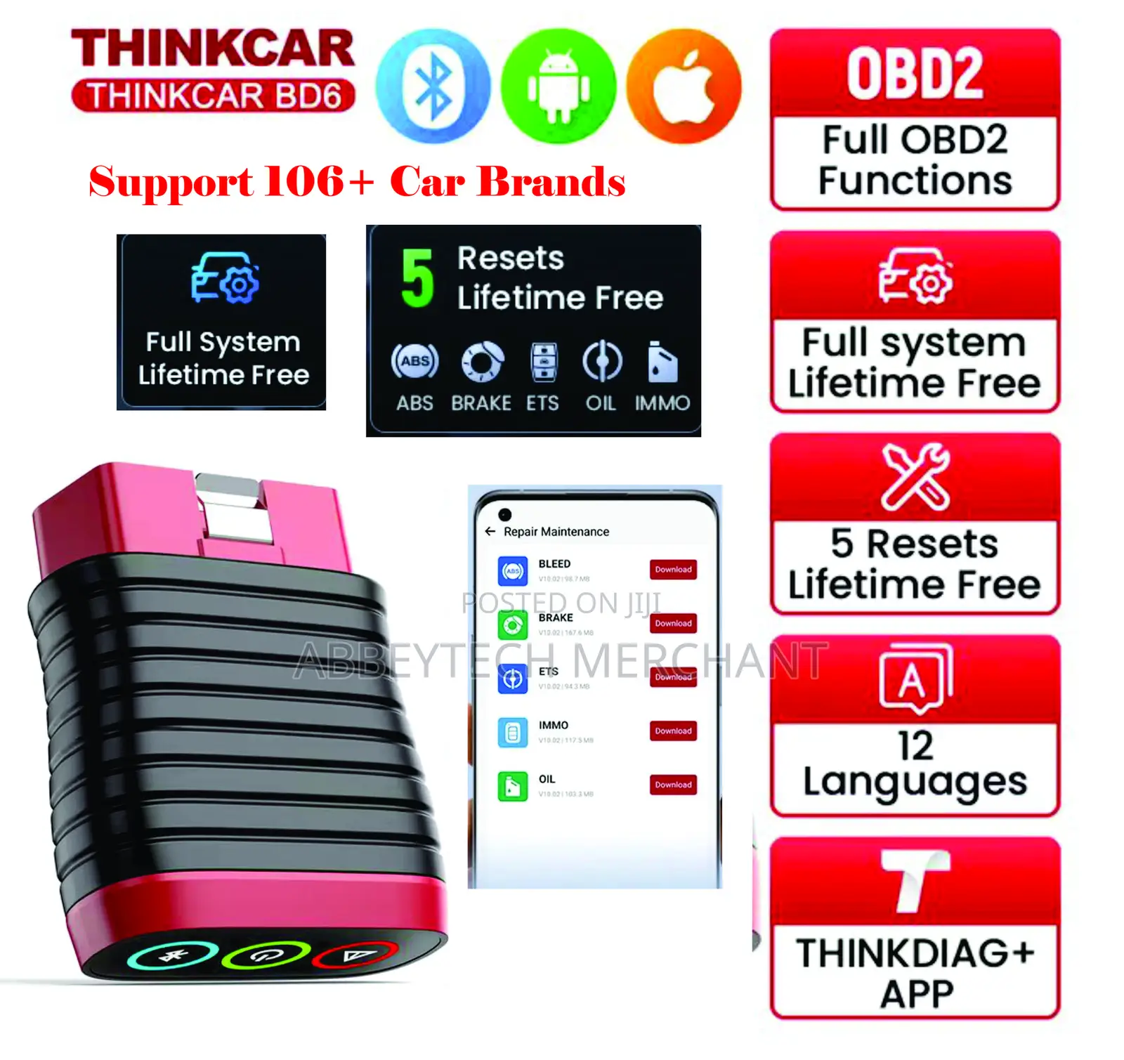THINKCAR BD6 OBD2 Ii Cars Scanner Full System Diagnostic